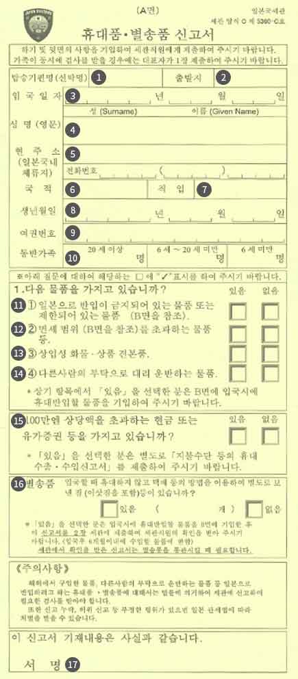 세관 신고서
